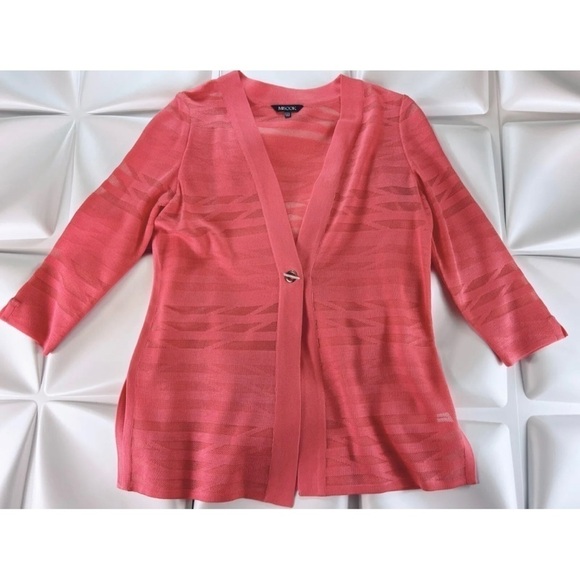 Misook Women Sz PS P S Coral Pink Twinset Cardigan Tank Sweater 2pc Set NEW - Picture 8 of 13